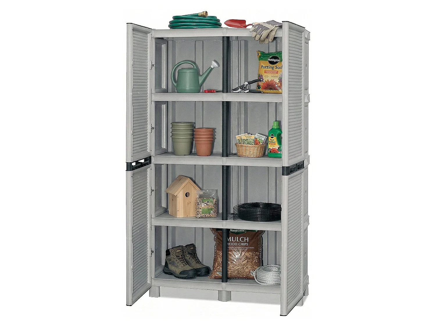 Armoire d'extérieur Namur, Armoire polyvalente, Armoire de buanderie, Armoire d'extérieur, 100% Made in Italy, Gris clair, 100x39h172 cm
