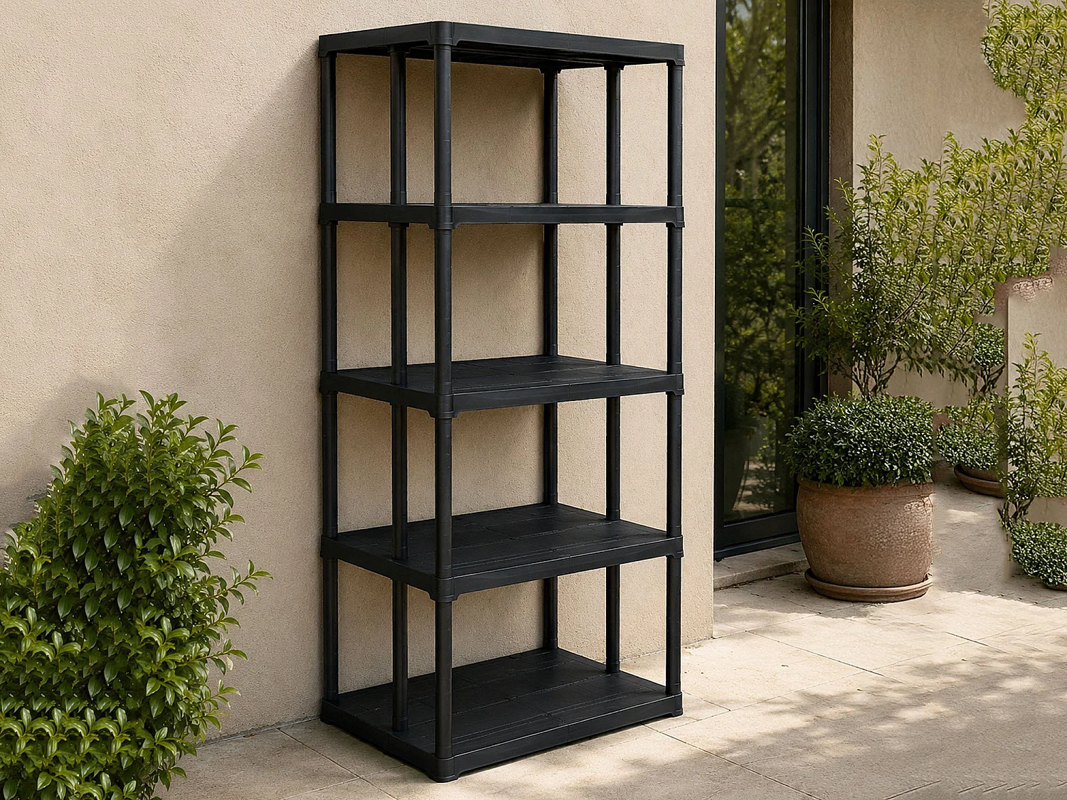 Armoire d'extérieur Damme, Etagère d'extérieur, Armoire de balcon polyvalente, Armoire d'extérieur, 100% Made in Italy, Anthracite, 90x78h176 cm