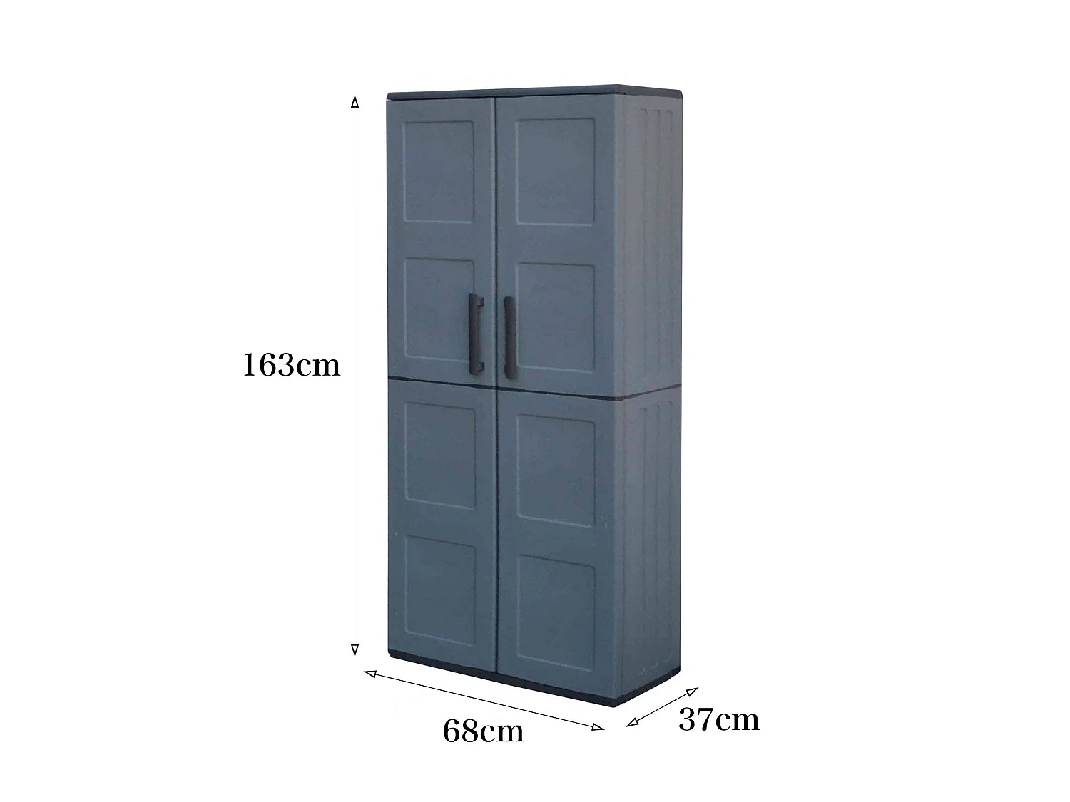 Dambrosin-AuÃŸengarderobe, Balkonmöbel, Mehrzweckgarderobe mit Regalen, 100 % Made in Italy, 68 x 37 x 163 cm, Grau und Schwarz, kariertes Finish