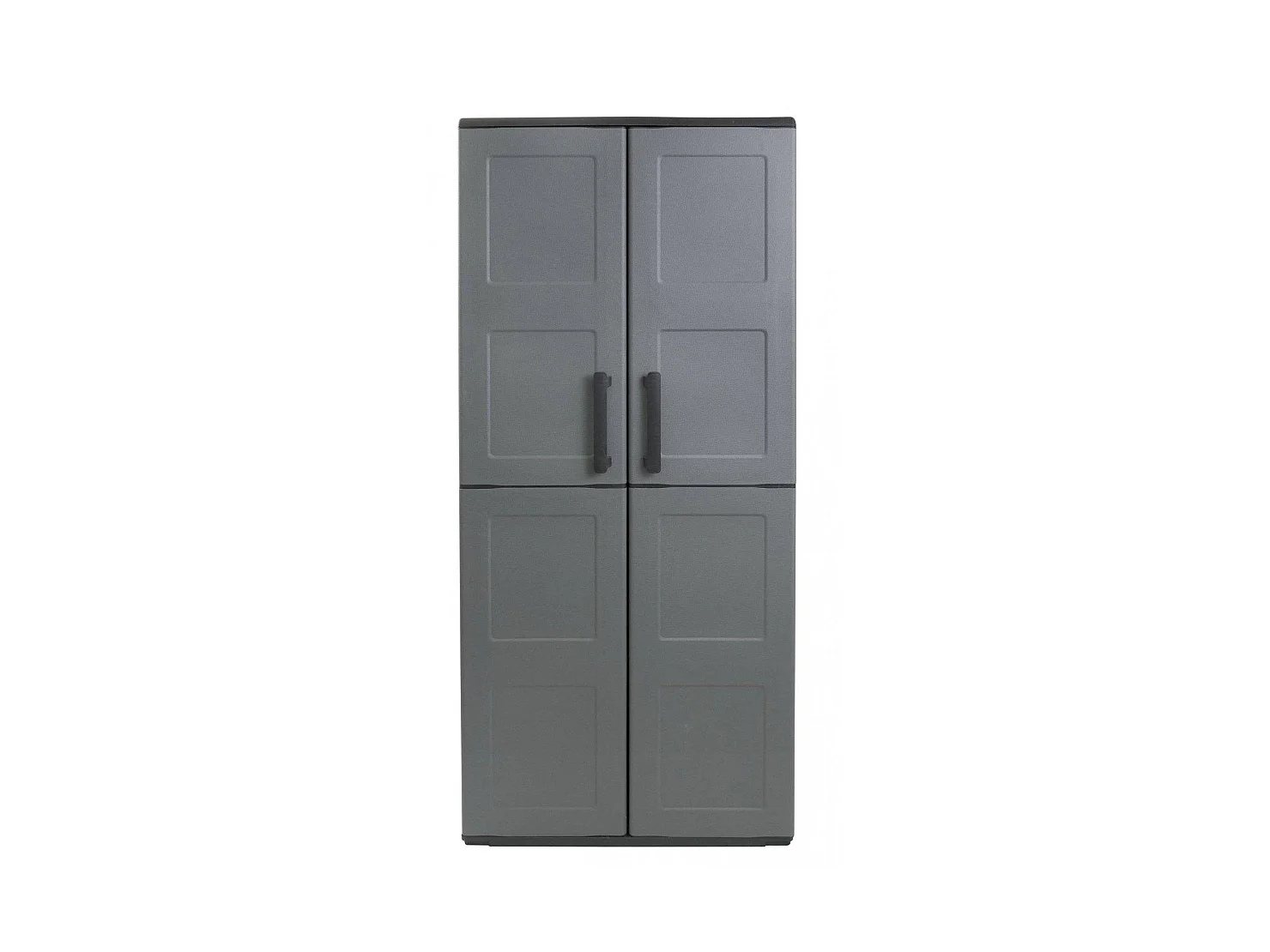 Dambrosin-AuÃŸengarderobe, Balkonmöbel, Mehrzweckgarderobe mit Regalen, 100 % Made in Italy, 68 x 37 x 163 cm, Grau und Schwarz, kariertes Finish
