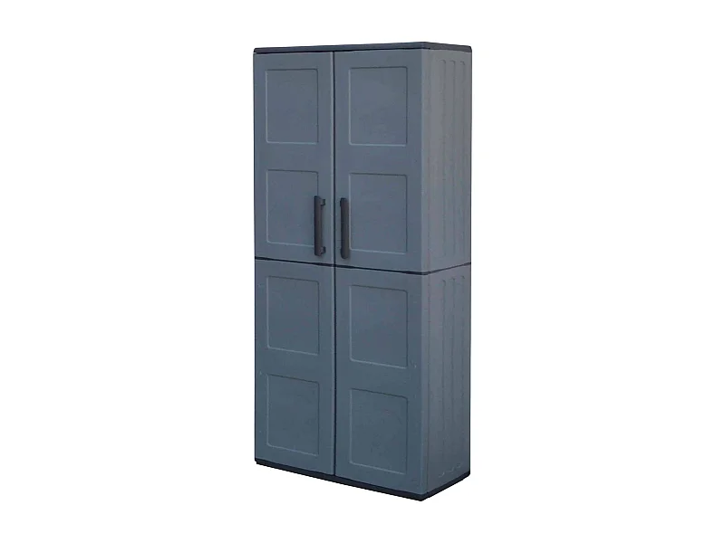 Armoire d'extérieur Clavier, Meubles de balcon, Armoire polyvalente avec étagères, 100% Made in Italy, 68x37h163 cm, Gris et Noir, Finition damier