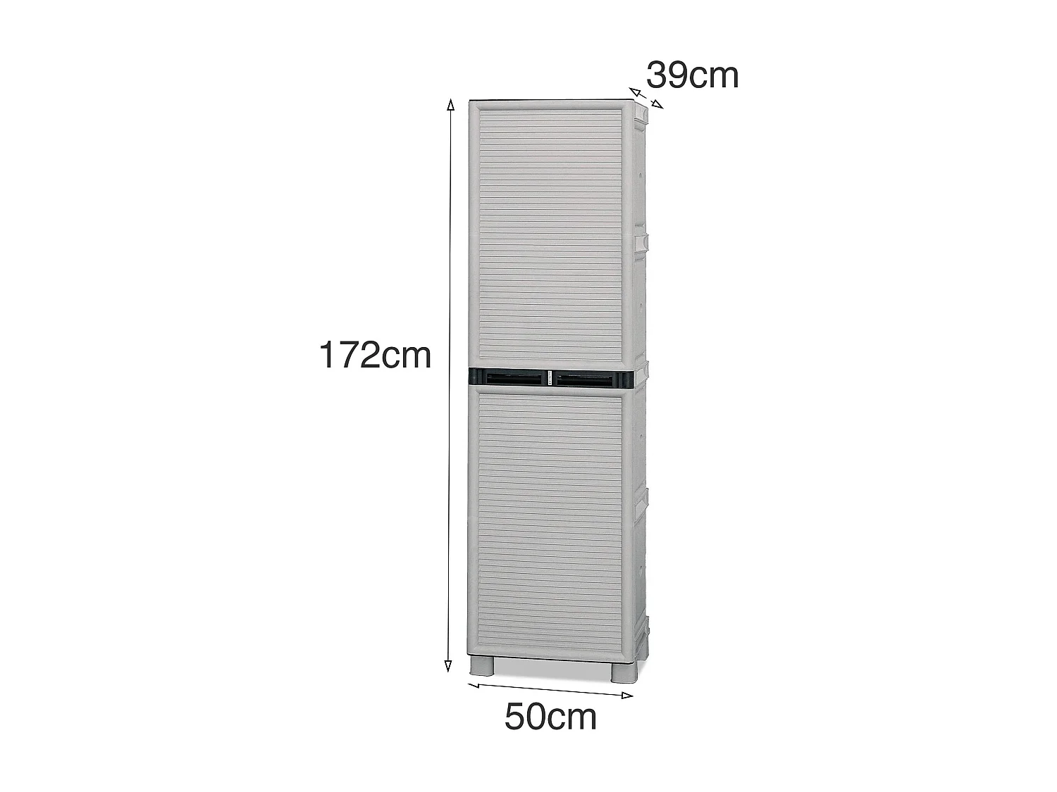 Armadio da Esterno Allain, 3 Ripiani Made in Italy, 39x50x172h cm Grigio Chiaro, Mobile da Giardino