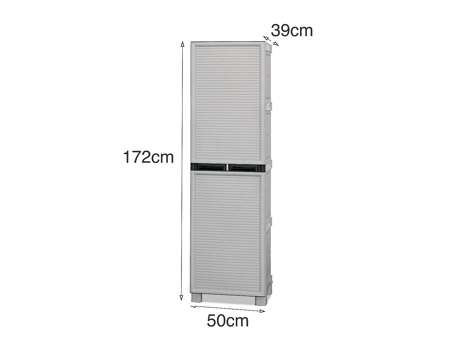 Armoire d'extérieur Namur, Armoire polyvalente, Armoire de buanderie, Armoire d'extérieur, 100% Made in Italy, Gris clair, 50x39h172 cm