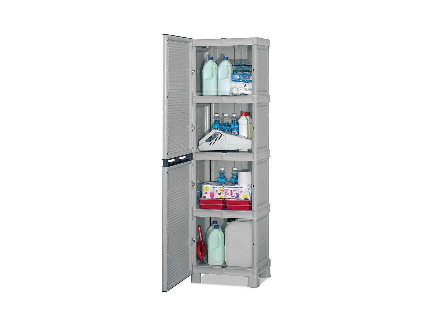 Armoire d'extérieur Namur, Armoire polyvalente, Armoire de buanderie, Armoire d'extérieur, 100% Made in Italy, Gris clair, 50x39h172 cm