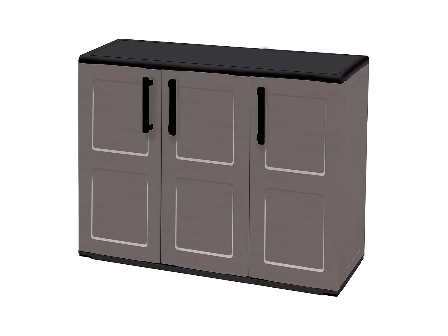 Darmellin buitengarderobe, Multifunctionele balkonkast, 3-deurs buitenkast, 100% Made in Italy, 102x37h84 cm, Grijs en Zwart, Vierkante afwerking