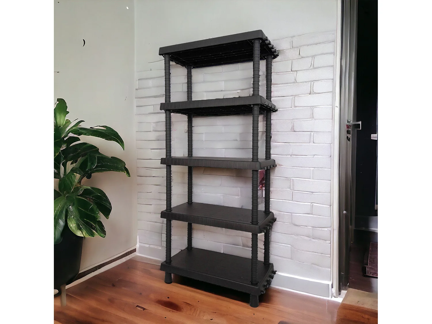 Armoire d'extérieur Incourt, Etagère d'extérieur, Armoire polyvalente avec 3 étagères, 100% Made in Italy, Anthracite, 92x45h165 cm