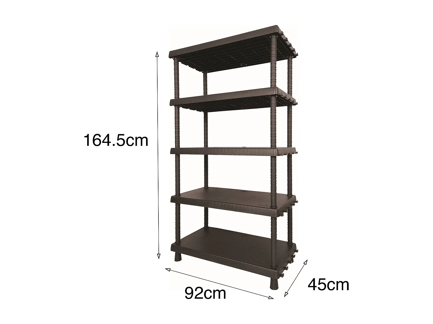 Armoire d'extérieur Incourt, Etagère d'extérieur, Armoire polyvalente avec 3 étagères, 100% Made in Italy, Anthracite, 92x45h165 cm