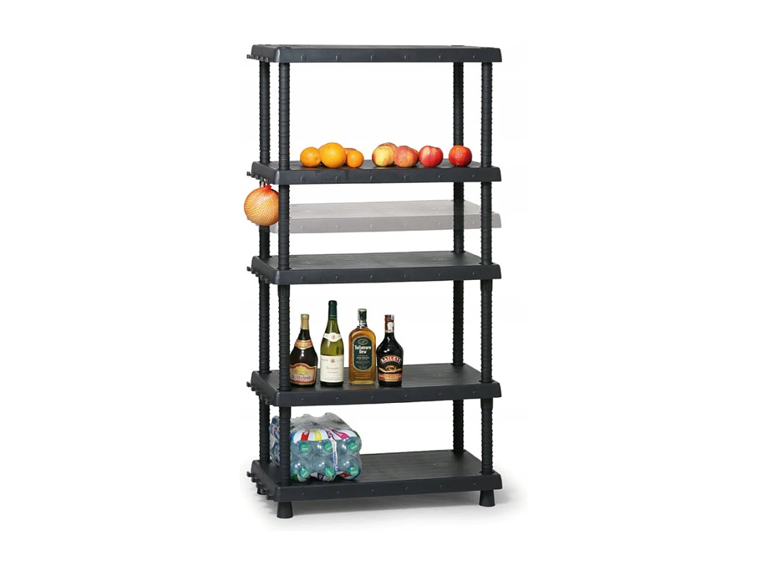 Armoire d'extérieur Incourt, Etagère d'extérieur, Armoire polyvalente avec 3 étagères, 100% Made in Italy, Anthracite, 92x45h165 cm