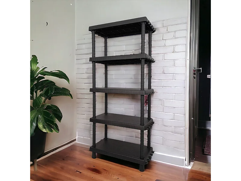 Armário exterior Dastrolog, Prateleira exterior, Armário multiuso com 3 prateleiras, 100% Made in Italy, Antracite, 92x45h165 cm