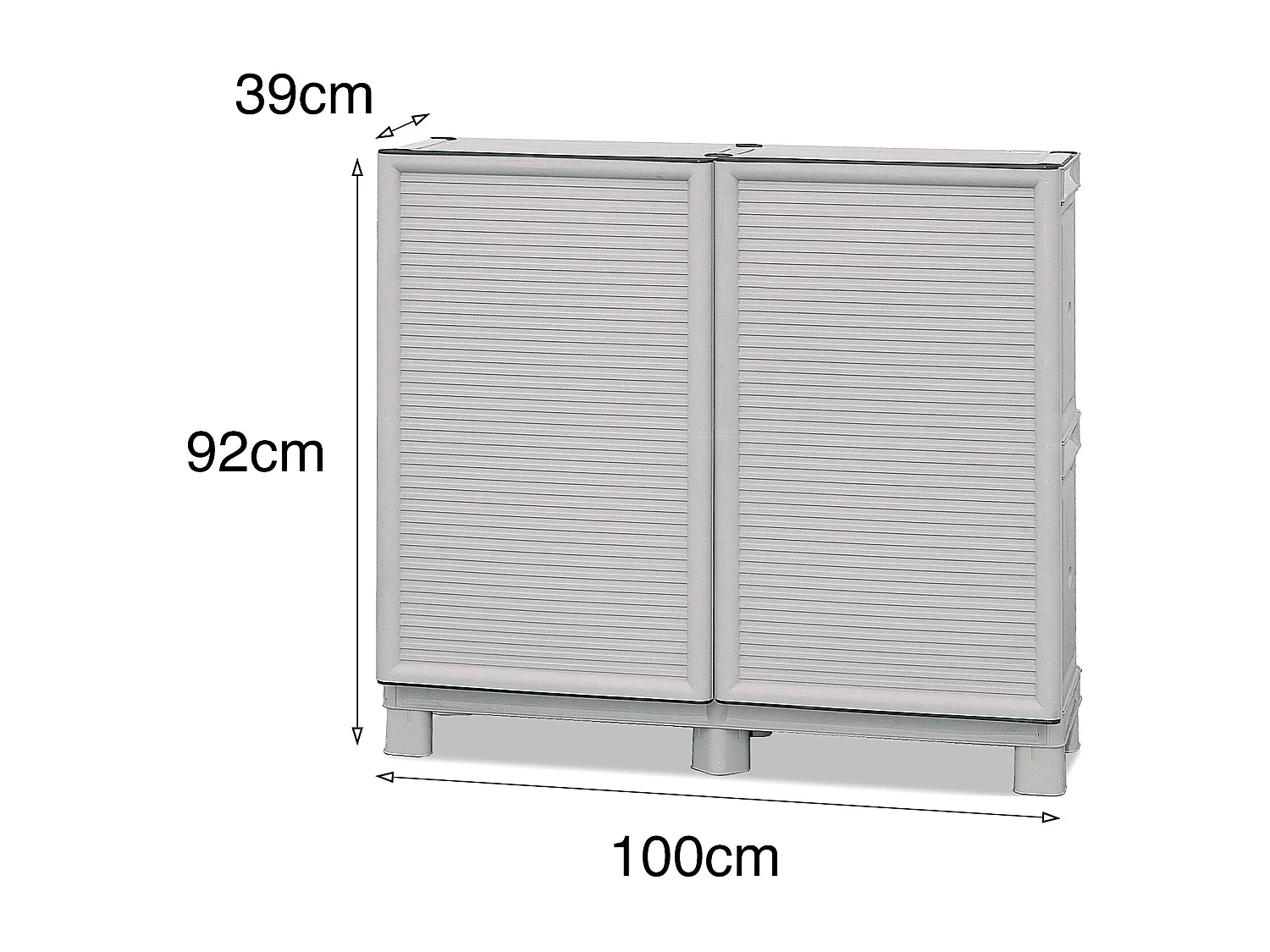 Dbiondin Outdoor-Garderobe, Outdoor-Möbel, Mehrzweck-Balkongarderobe, Outdoor-Schrank, 100 % Made in Italy, Hellgrau, 100 x 39 x 92 cm