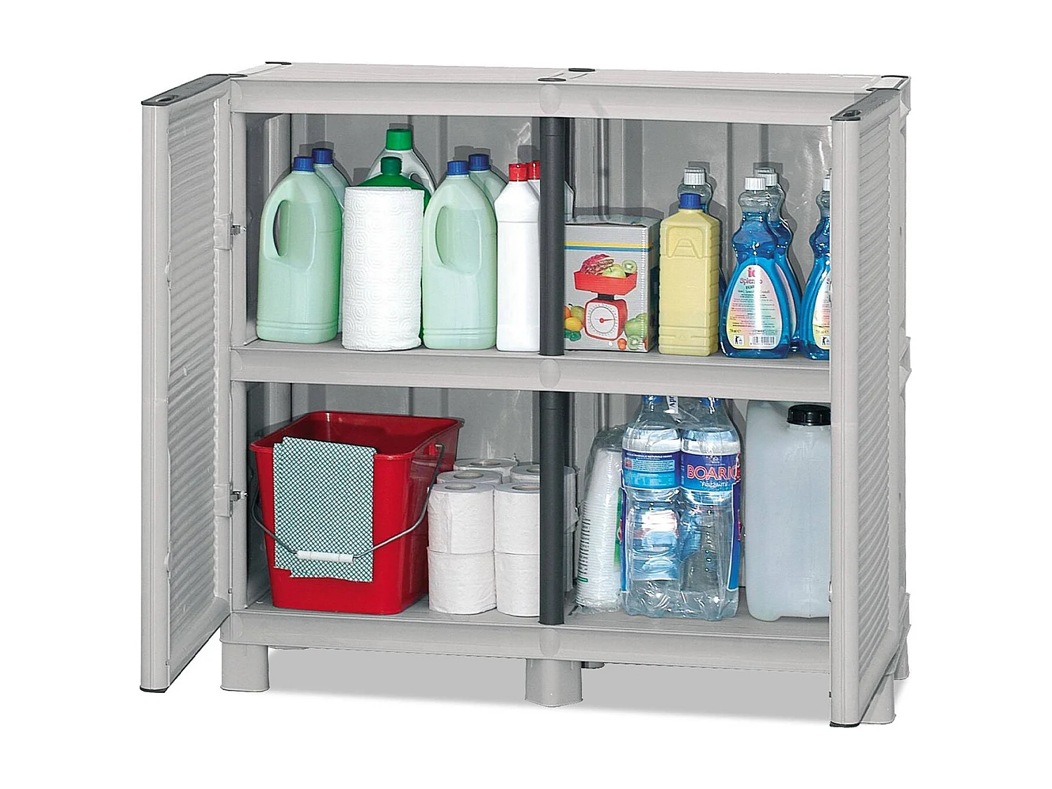 Dbiondin Outdoor-Garderobe, Outdoor-Möbel, Mehrzweck-Balkongarderobe, Outdoor-Schrank, 100 % Made in Italy, Hellgrau, 100 x 39 x 92 cm