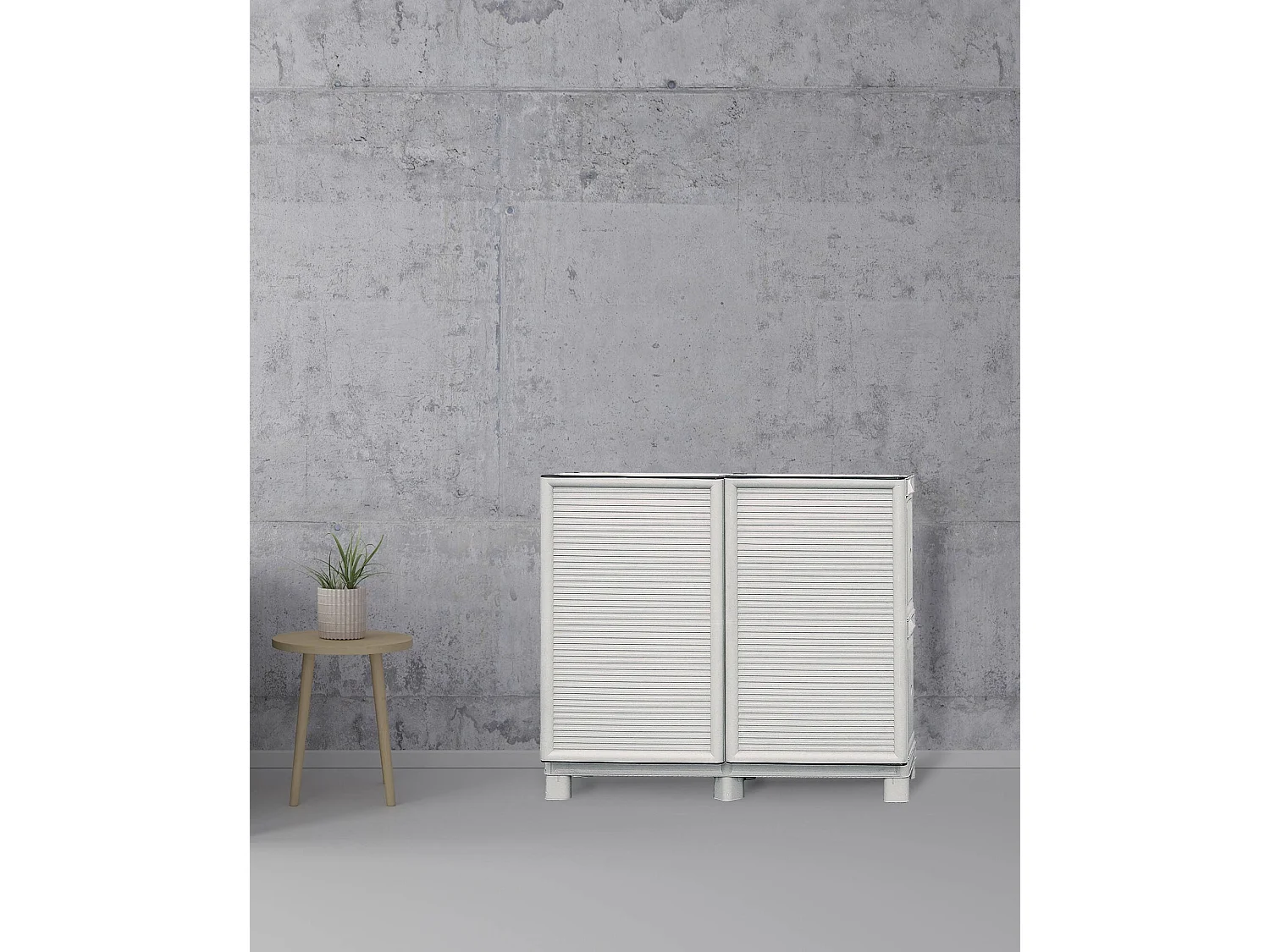 Armoire d'extérieur Waremme, Mobilier d'extérieur, Armoire de balcon polyvalente, Armoire d'extérieur, 100% Made in Italy, Gris clair, 100x39h92 cm