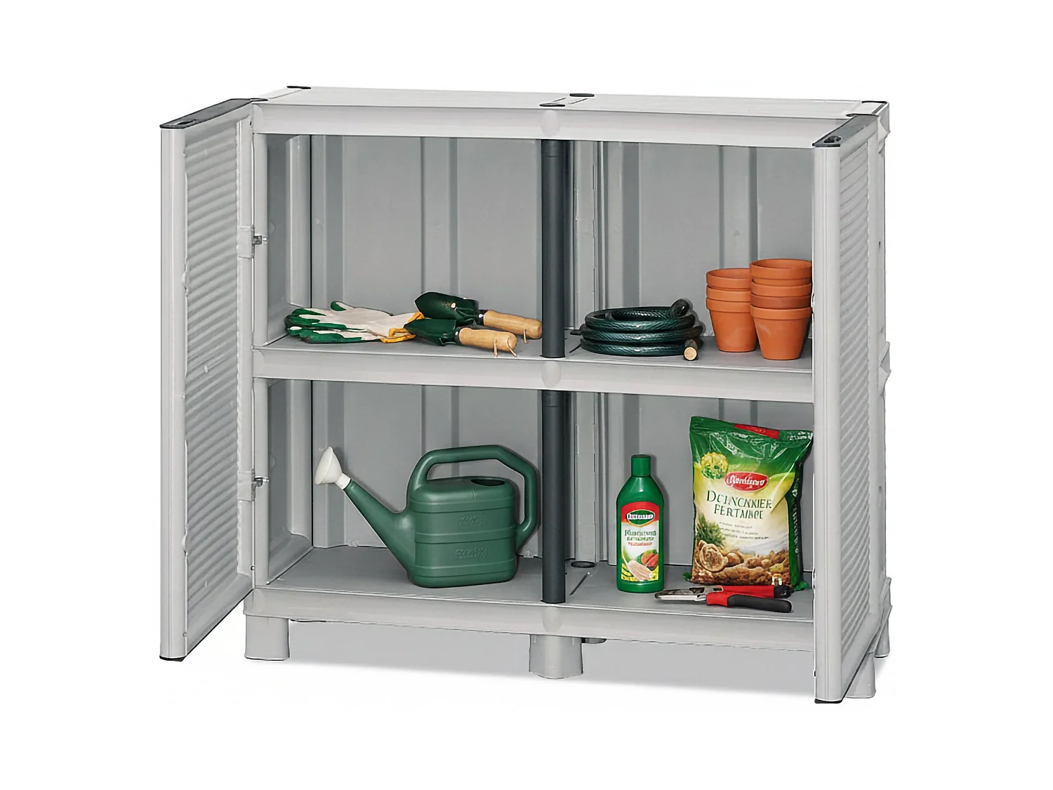 Dbiondin Outdoor-Garderobe, Outdoor-Möbel, Mehrzweck-Balkongarderobe, Outdoor-Schrank, 100 % Made in Italy, Hellgrau, 100 x 39 x 92 cm