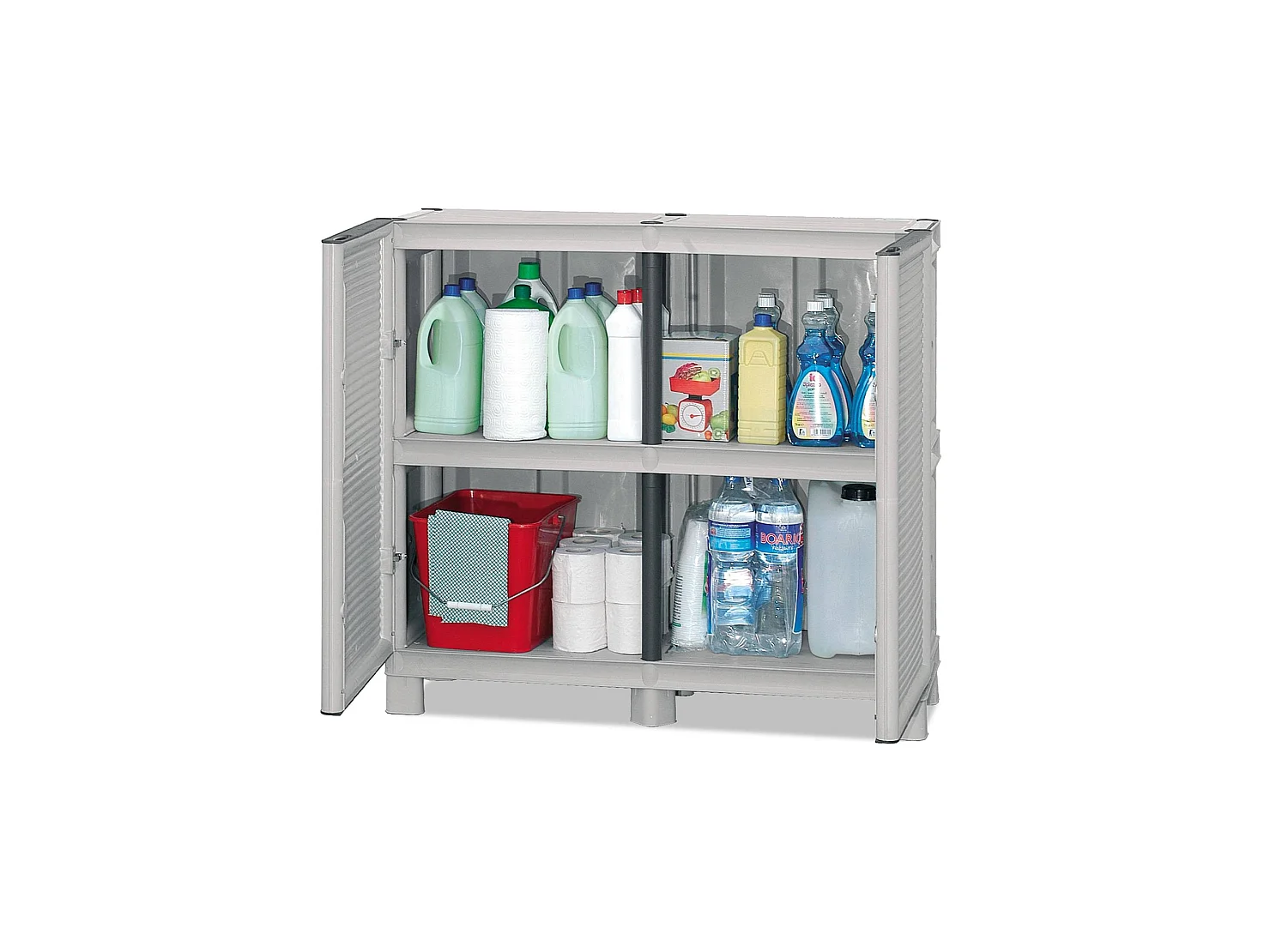 Dbiondin Outdoor-Garderobe, Outdoor-Möbel, Mehrzweck-Balkongarderobe, Outdoor-Schrank, 100 % Made in Italy, Hellgrau, 100 x 39 x 92 cm