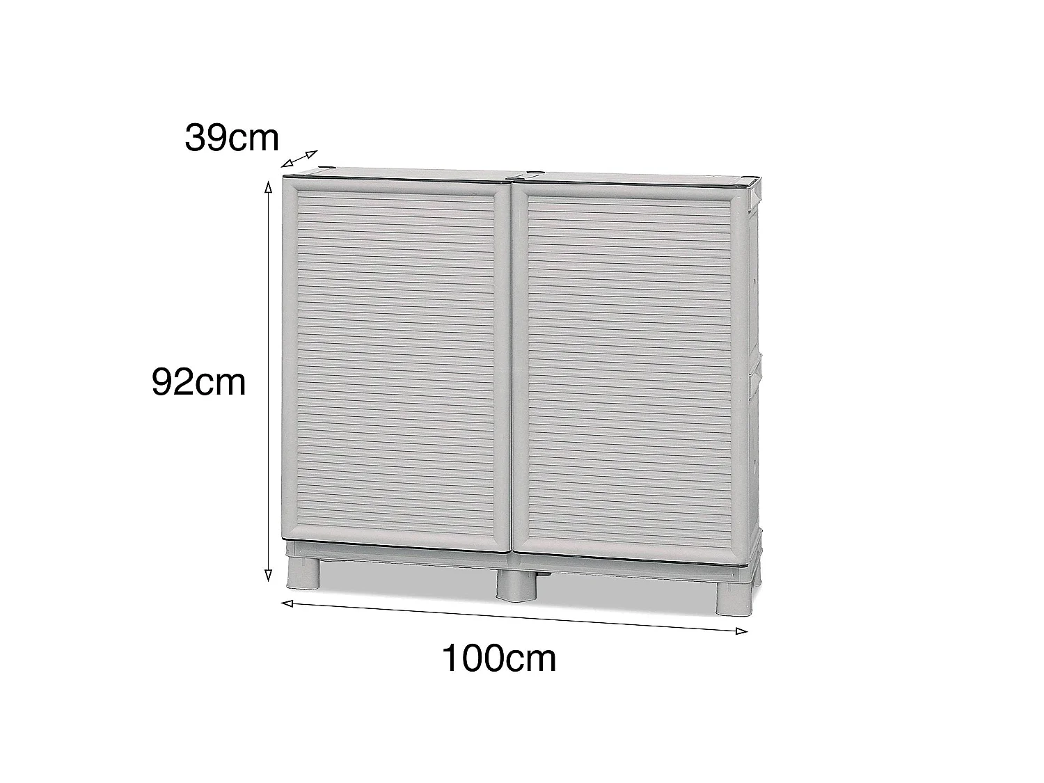 Armoire d'extérieur Waremme, Mobilier d'extérieur, Armoire de balcon polyvalente, Armoire d'extérieur, 100% Made in Italy, Gris clair, 100x39h92 cm
