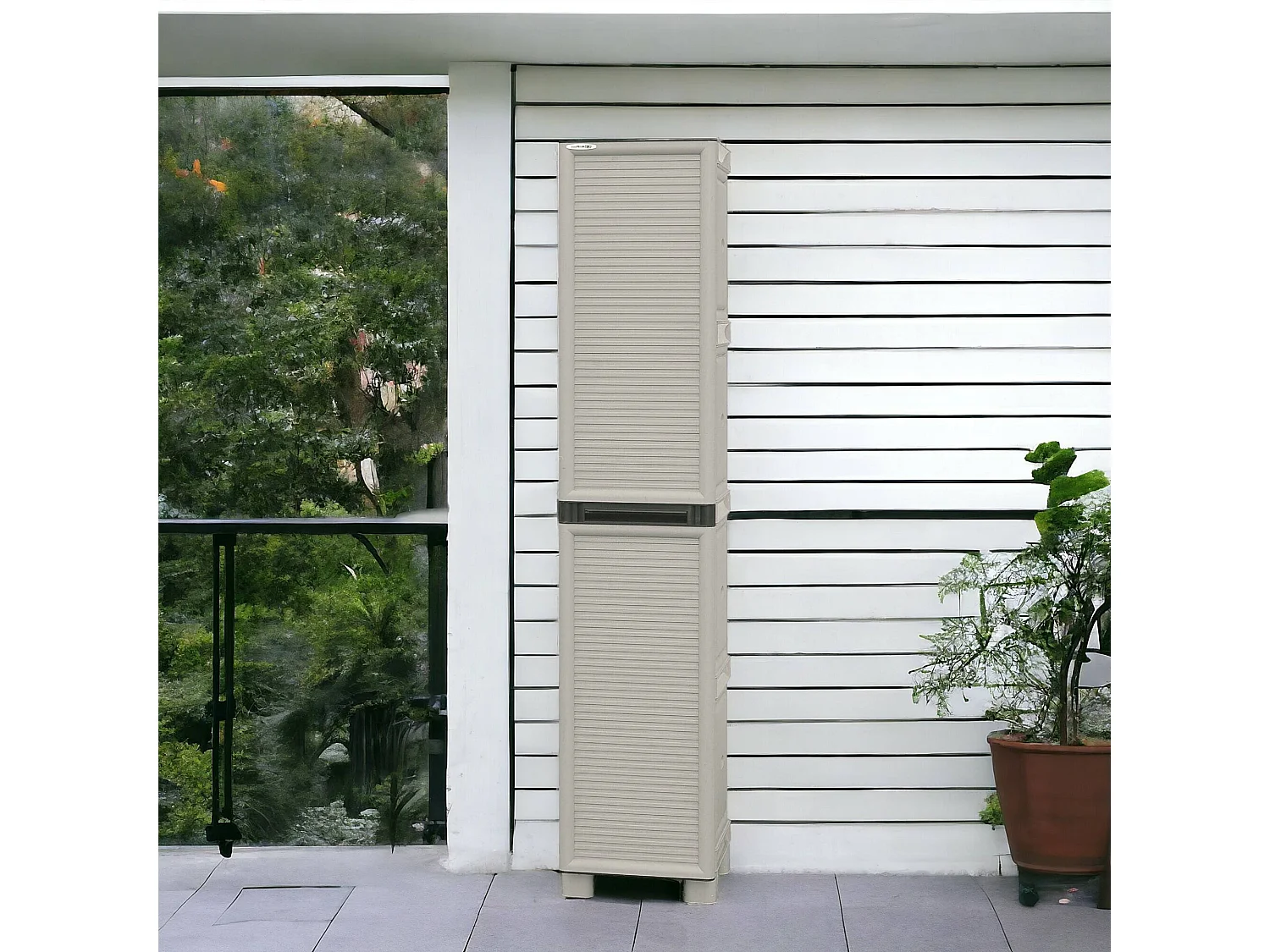 Liège Outdoor-Garderobe, Outdoor-Möbel, Mehrzweck-Wäschegarderobe, 100 % Made in Italy, Hellgrau, 35x39h172 cm