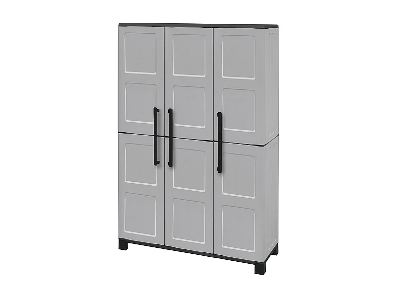 Armário exterior Dbellanov, Porta de vassoura móvel, Armário exterior de 3 portas, 100% MAde in Italy, 102x37h169 cm, Cinza claro e preto, Acabamento de pintura