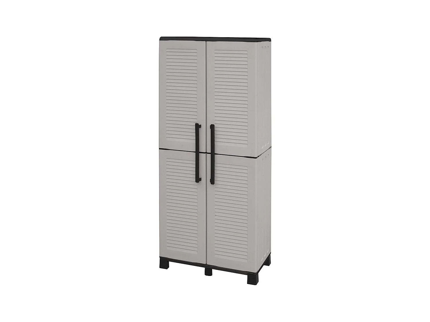 Armoire d'extérieur Veurne, Armoire à balais, Armoire d'extérieur 2 portes, 100% Made in Italy, 68x37h169 cm, Gris clair et noir, Finition rayée