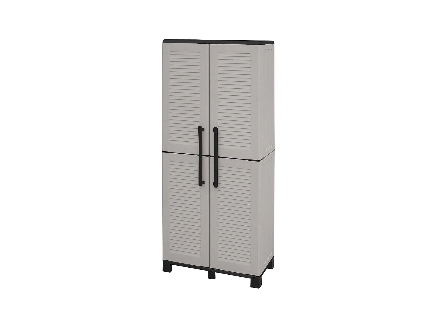 Dbettell buitengarderobe, Garderobe doorTa scope, Buitenkast 2 deuren, 100% Made in Italy, 68x37h169 cm, Lichtgrijs en Zwart, Gestreepte afwerking