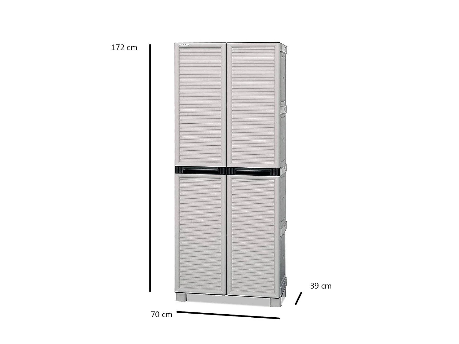 Armoire d'extérieur Liège, Mobilier d'extérieur, Armoire de buanderie polyvalente, 100% Made in Italy, Gris clair, 70x39h172 cm