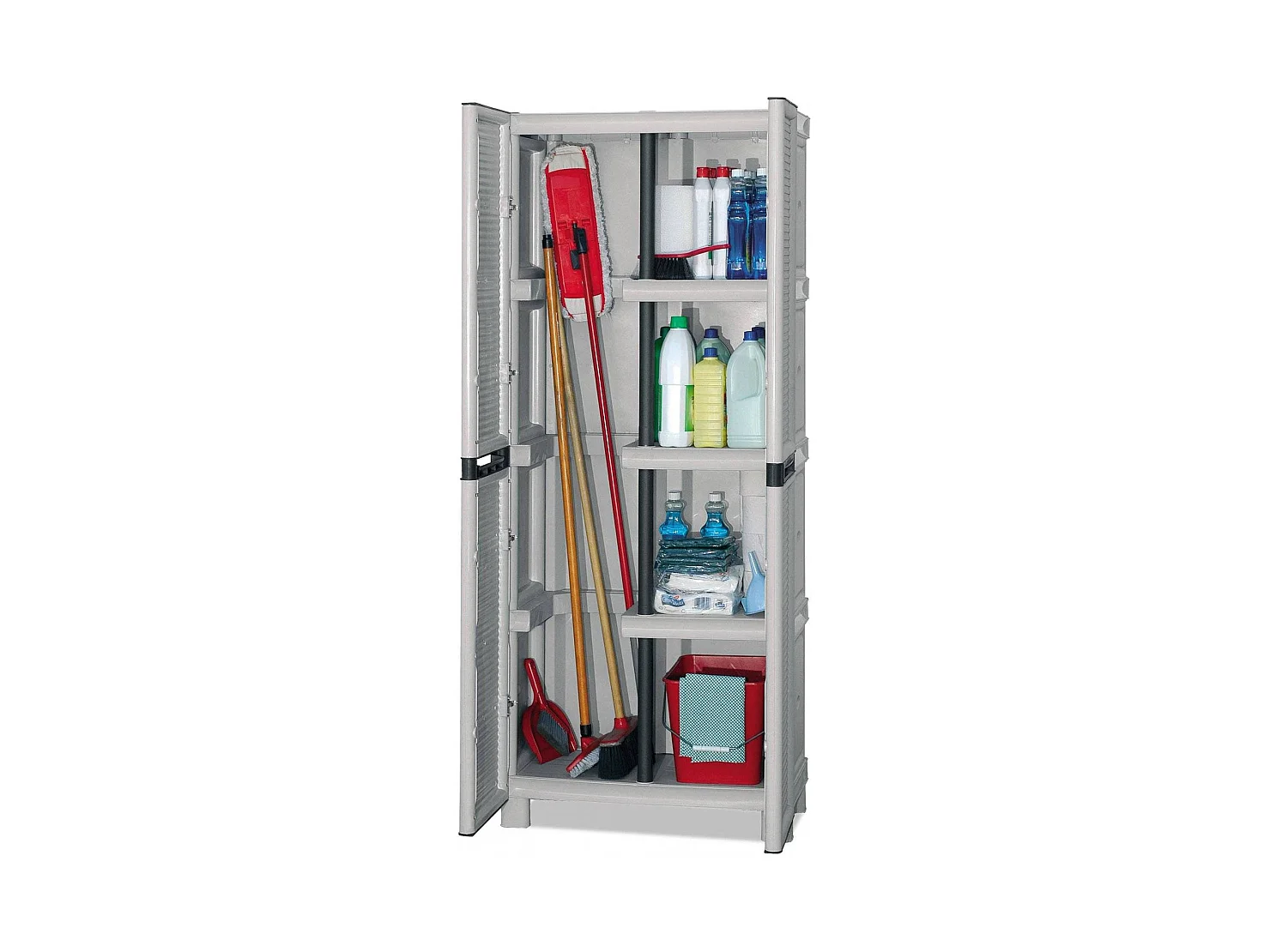 Armoire d'extérieur Liège, Mobilier d'extérieur, Armoire de buanderie polyvalente, 100% Made in Italy, Gris clair, 70x39h172 cm