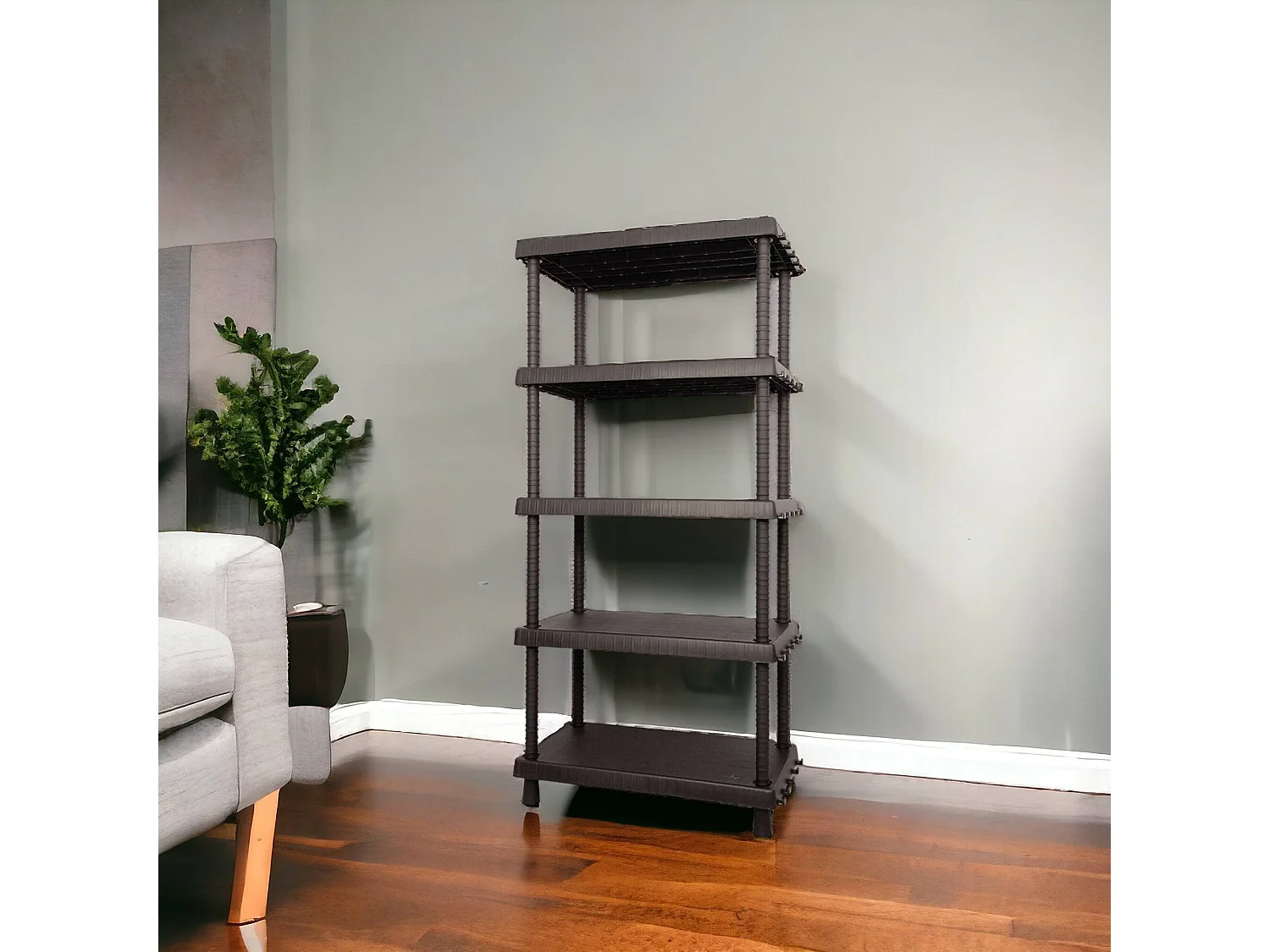 Armoire d'extérieur Incourt, Etagère d'extérieur, Armoire polyvalente avec 3 étagères, 100% Made in Italy, Anthracite, 82x40h165 cm