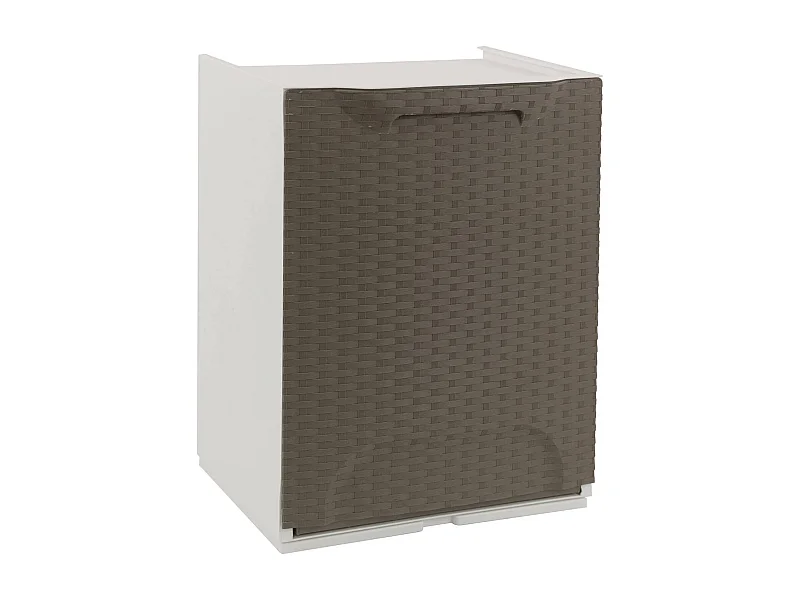 Dbertagnol buitengarderobe, Buitenkast, Mul balkonkastTiuso rotan effect, 100% Made in Italy, 34x29h47 cm, Tortora en Bianco