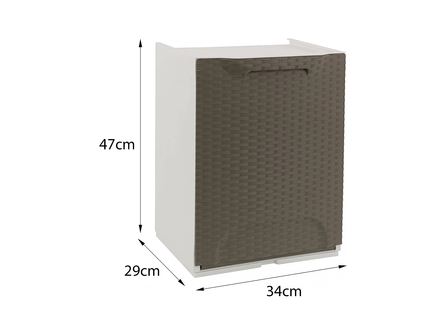 Armoire d'extérieur Silly, Mobilier d'extérieur, Meuble de balcon polyvalent effet rotin, 100% Made in Italy, 34x29h47 cm, Taupe et Blanc