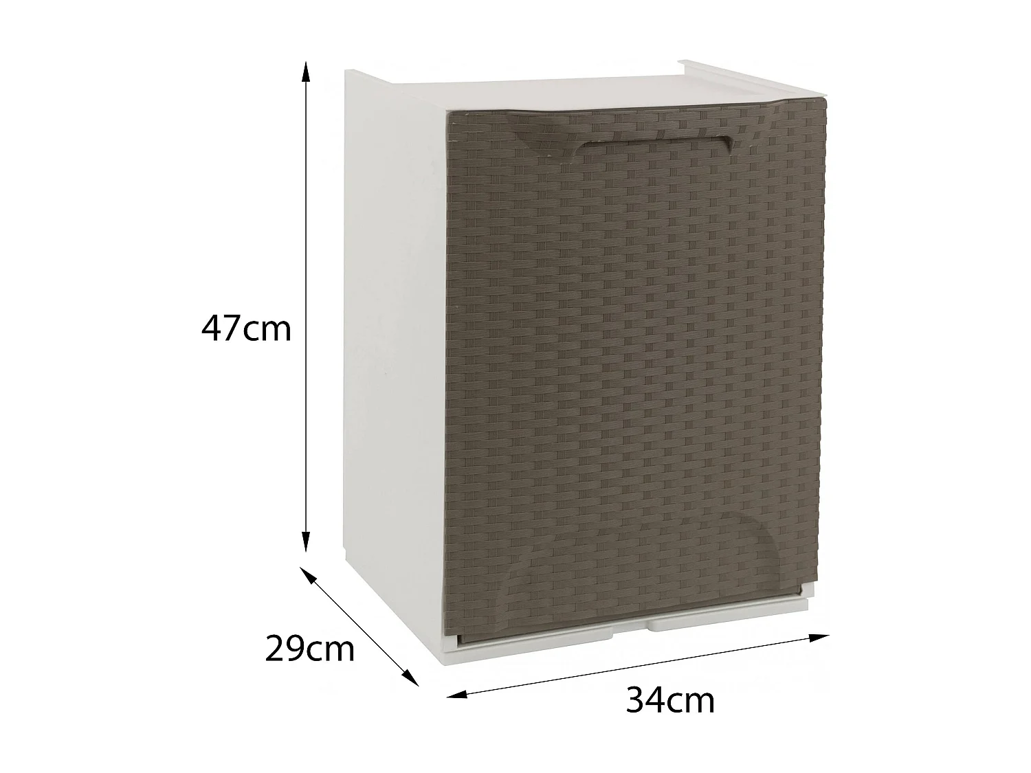 Dbertagnol buitengarderobe, Buitenkast, Mul balkonkastTiuso rotan effect, 100% Made in Italy, 34x29h47 cm, Tortora en Bianco