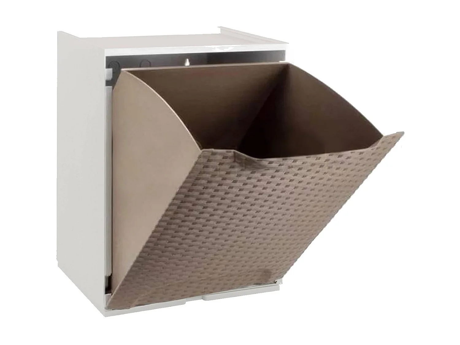 Dbertagnol buitengarderobe, Buitenkast, Mul balkonkastTiuso rotan effect, 100% Made in Italy, 34x29h47 cm, Tortora en Bianco