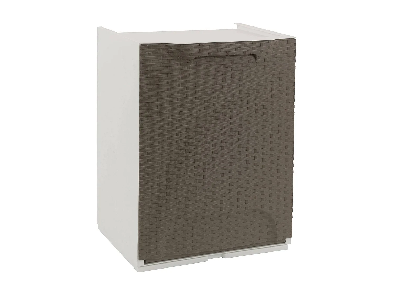 Armoire d'extérieur Silly, Mobilier d'extérieur, Meuble de balcon polyvalent effet rotin, 100% Made in Italy, 34x29h47 cm, Taupe et Blanc