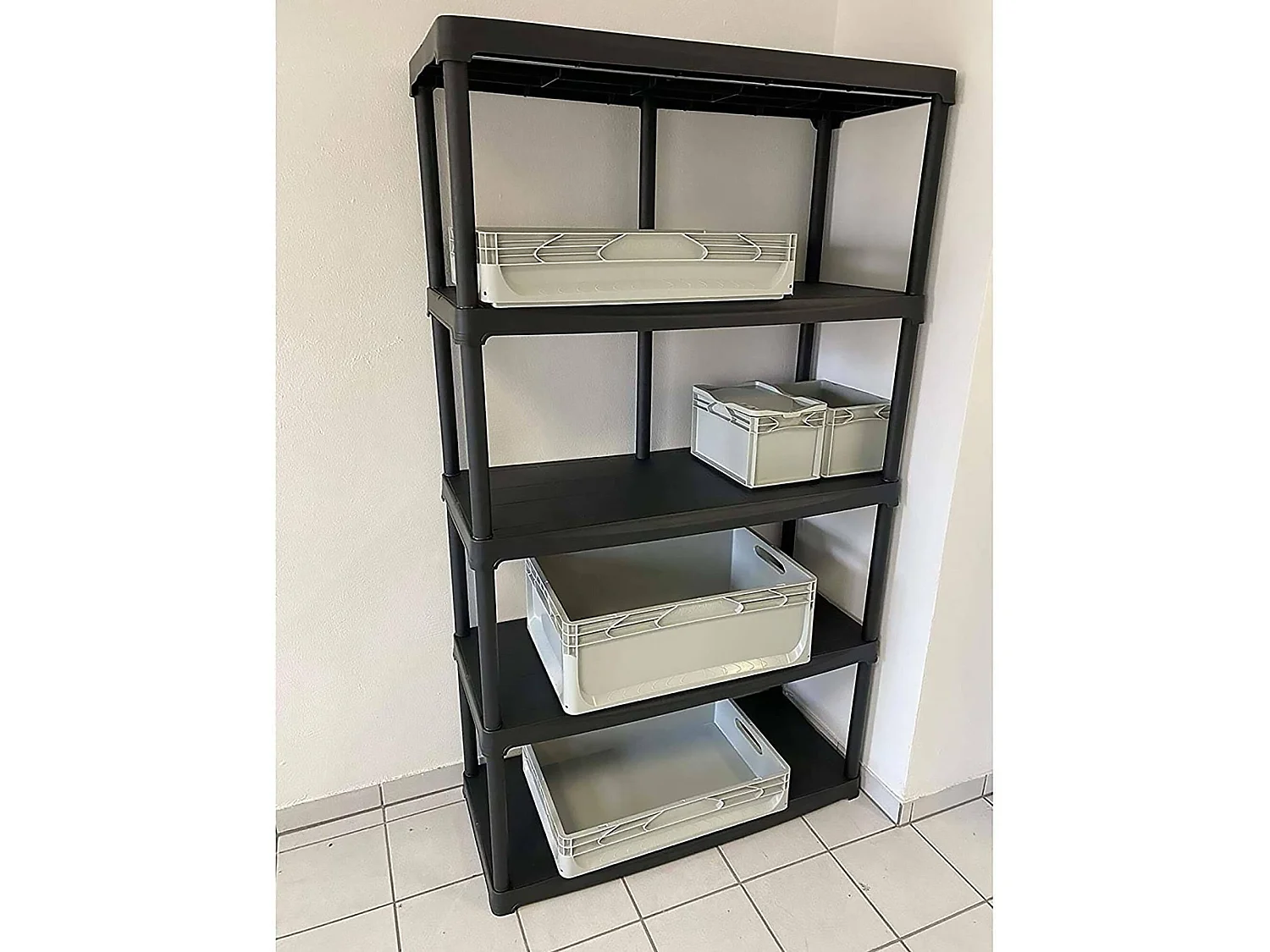 Armoire d'extérieur Damme, Etagère d'extérieur, Armoire de balcon polyvalente, Armoire d'extérieur, 100% Made in Italy, Anthracite, 100x40h176 cm