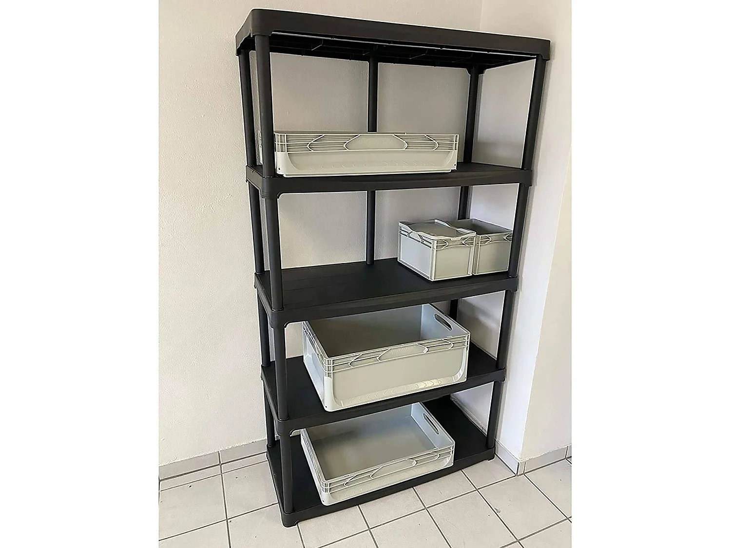 Armoire d'extérieur Damme, Etagère d'extérieur, Armoire de balcon polyvalente, Armoire d'extérieur, 100% Made in Italy, Anthracite, 100x40h176 cm