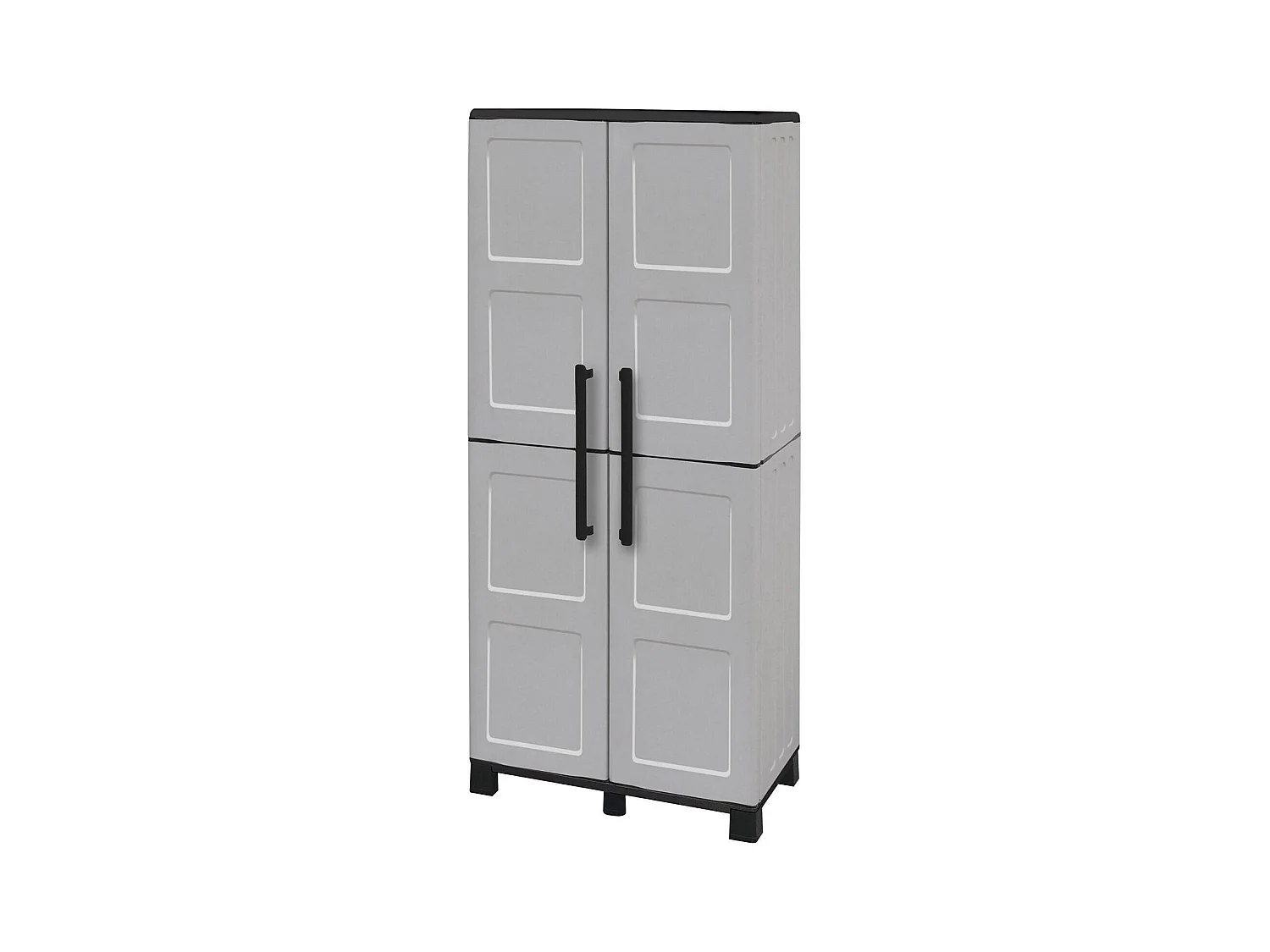 Armoire d'extérieur Veurne, Armoire à balais, Armoire d'extérieur 2 portes, 100% Made in Italy, 68x37h169 cm, Gris clair et noir, Finition damier