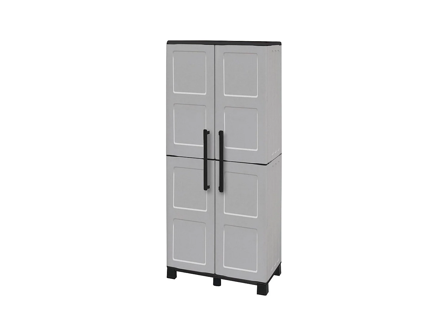 Armoire d'extérieur Veurne, Armoire à balais, Armoire d'extérieur 2 portes, 100% Made in Italy, 68x37h169 cm, Gris clair et noir, Finition damier