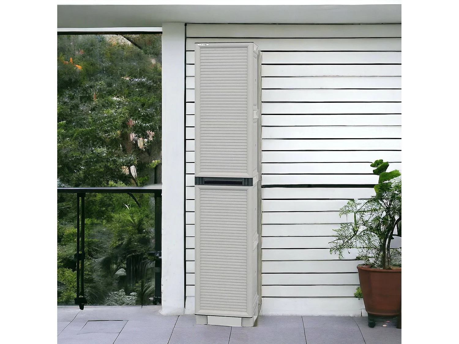 Dbeghett buitengarderobe, multifunctionele kast, wasgarderobe, buitenkast, 100% Made in Italy, lichtgrijs, 35x39h172 cm