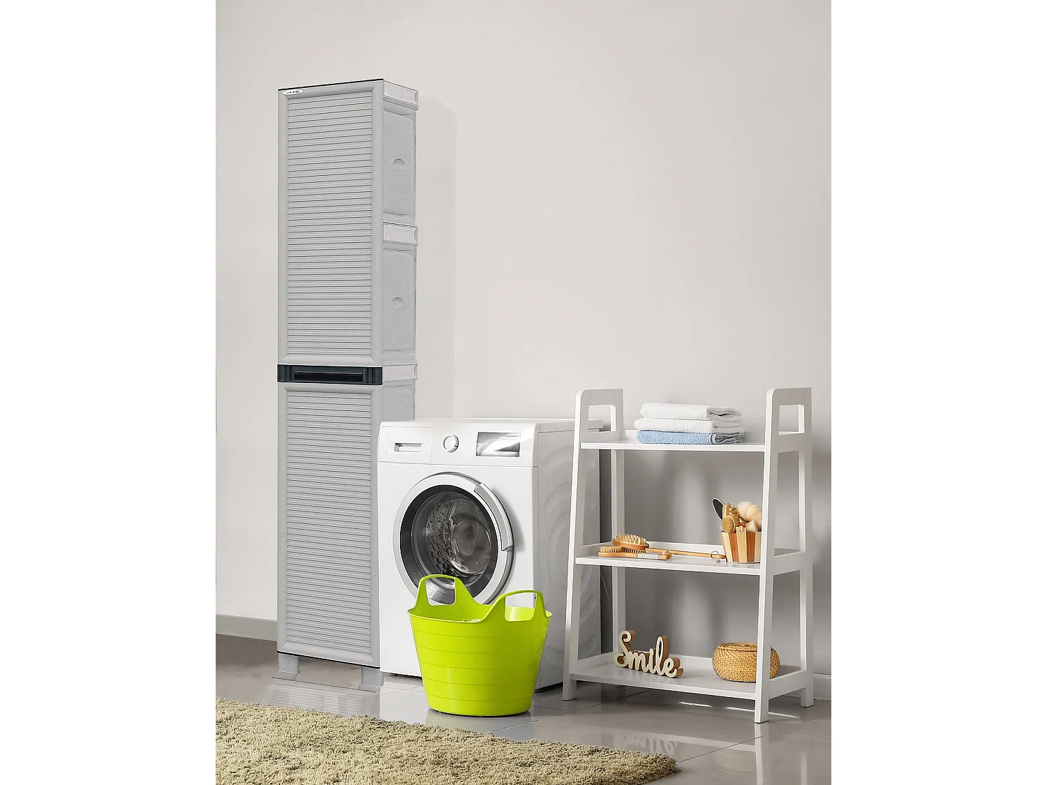 Dbeghett buitengarderobe, multifunctionele kast, wasgarderobe, buitenkast, 100% Made in Italy, lichtgrijs, 35x39h172 cm