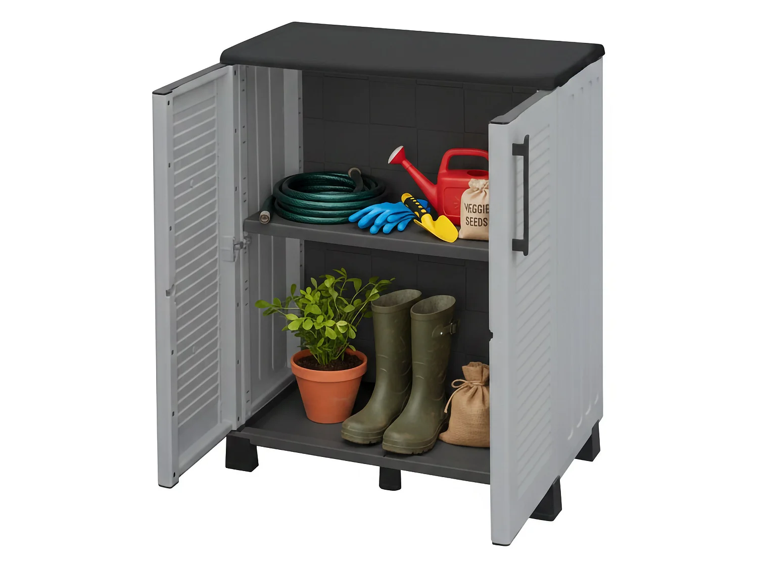 Armadio da Esterno Anthony, un Ripiano Made in Italy, 37x68x90h cm Grigio Chiaro, Mobile da Giardino
