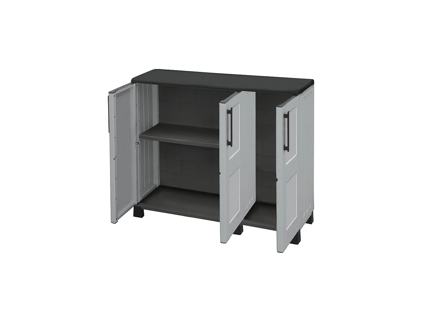 Armadio da Esterno Alaghesia, 2 Ripiani Made in Italy, 37x102x90h cm Grigio Chiaro, Mobile da Giardino