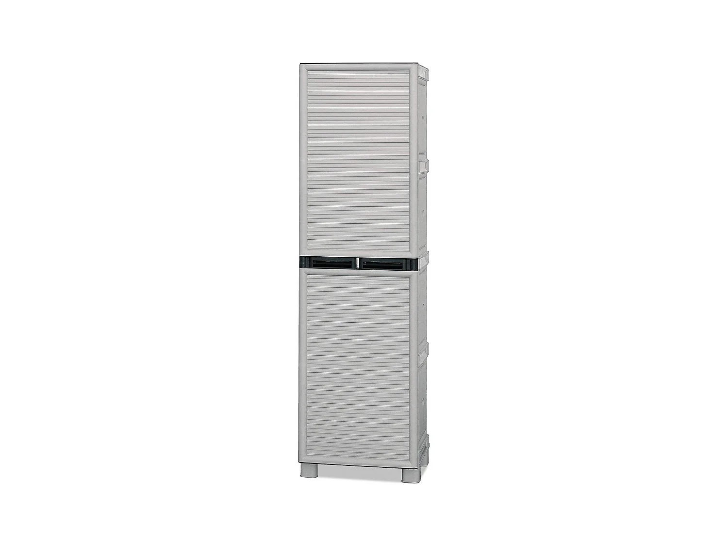 Armoire d'extérieur Tongeren, Armoire d'extérieur 1 porte, Armoire de buanderie, 100% Made in Italy, 50x39h172 cm, Gris clair et noir