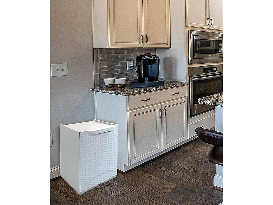 Armario de exterior Dbertagnol, Muebles de exterior, Mueble de balcón multiusos efecto ratán, 100% Made in Italy, 34x29h47 cm, Blanco