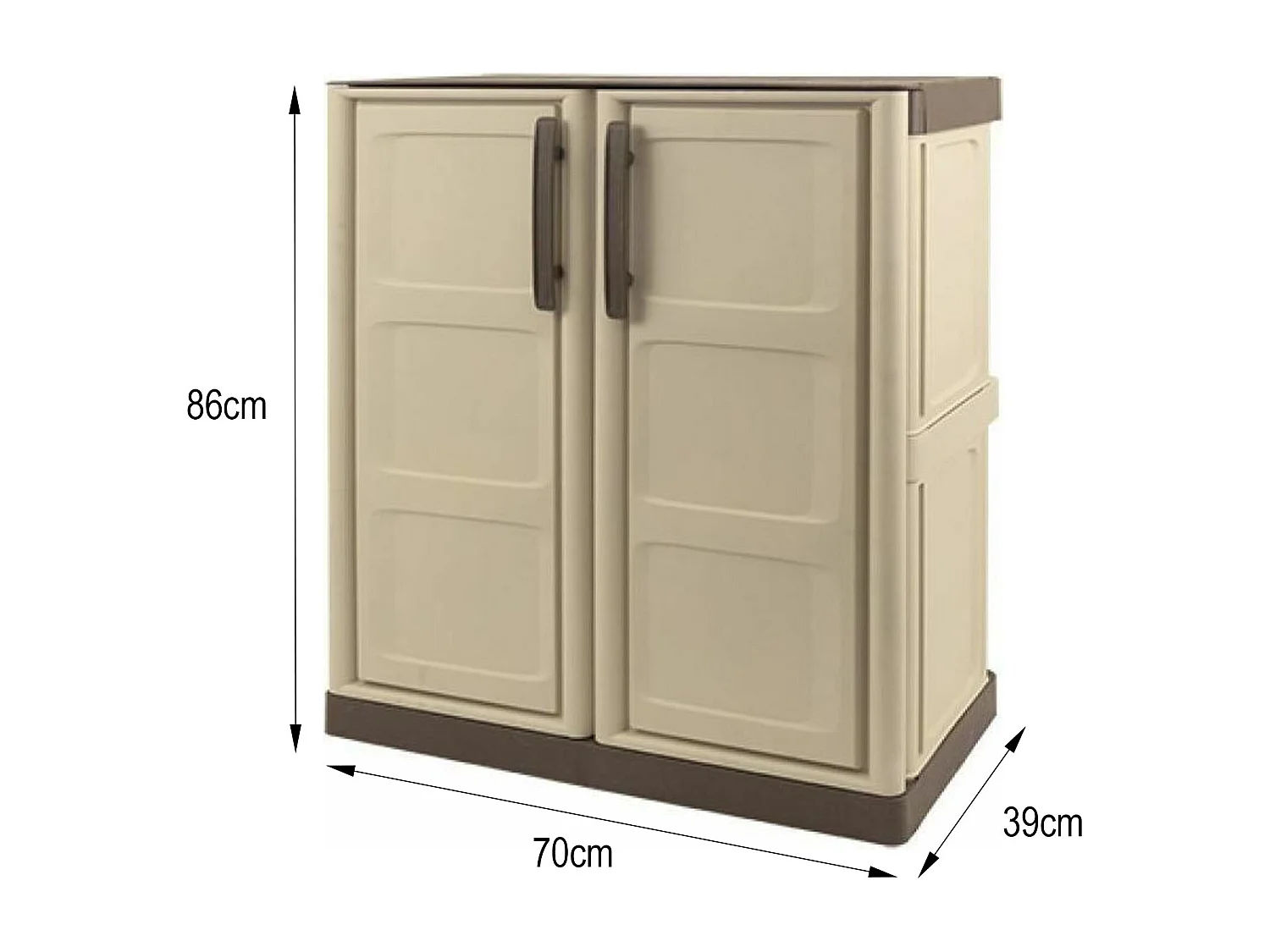 Armario de exterior Dambrosi, Armario de balcón multiusos, Mueble de exterior con 2 puertas, 100% Made in Italy, Beige y Marrón, 70x39h86 cm, Acabado cuadros