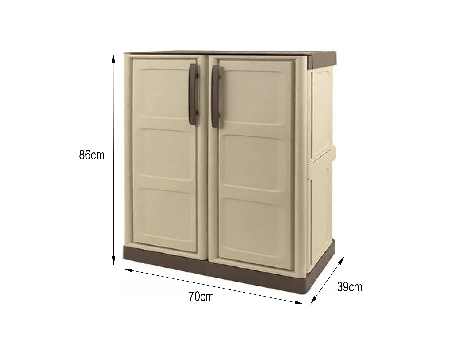 Damb buitengarderobeRosi, Multifunctionele balkonkast, 2-deurs buitenkast, 100% Made in Italy, Beige en Bruin, 70x39h86 cm, Geruite afwerking
