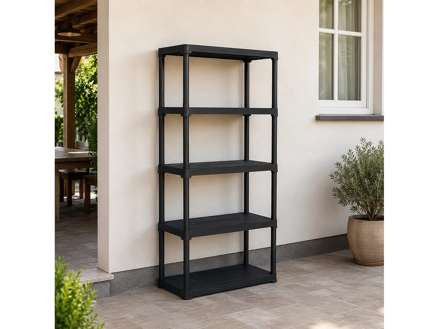 Armoire d'extérieur Damme, Etagère d'extérieur, Armoire de balcon polyvalente, Armoire d'extérieur, 100% Made in Italy, Anthracite, 80x40h176 cm