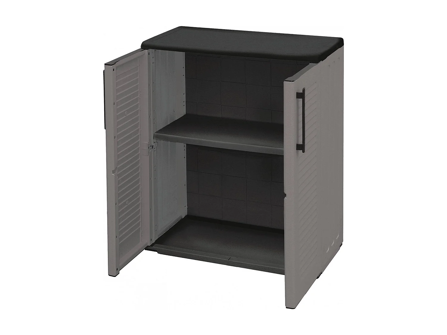 Dbavagnol buitengarderobe, mu balkonkastLtiuso, 2-deurs buitenkast, 100% Made in Italy, 68x37h84 cm, Gestreepte afwerking, Grijs en Zwart