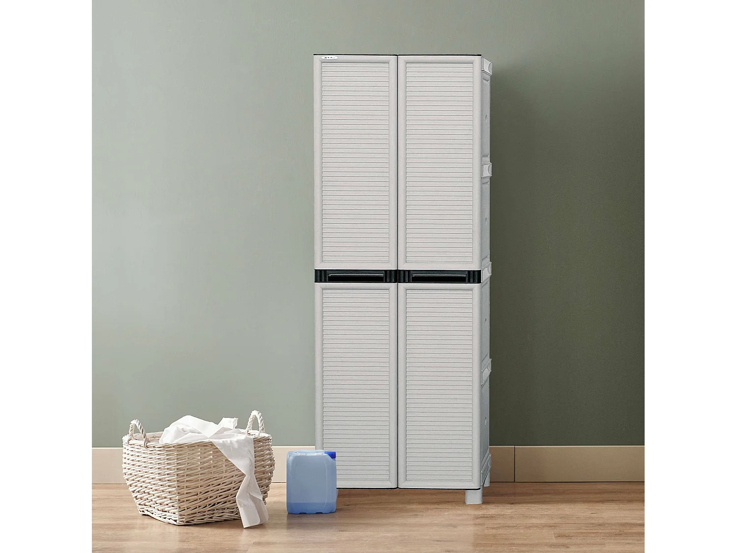 Armario de exterior Dbeghett, Mueble multiusos, Mueble para lavandería, Mueble de exterior, 100% Made in Italy, Gris claro, 70x39h172 cm