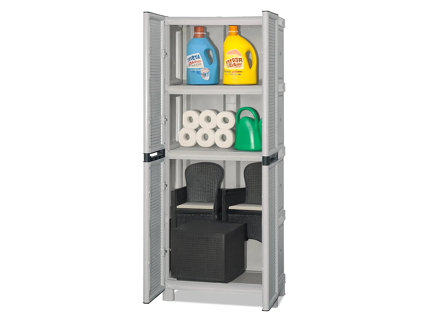 Dbeghett buitenkast, multifunctionele kast, waskast, buitenkast, 100%Gemaakt in Italië, Lichtgrijs, 70x39h172 cm