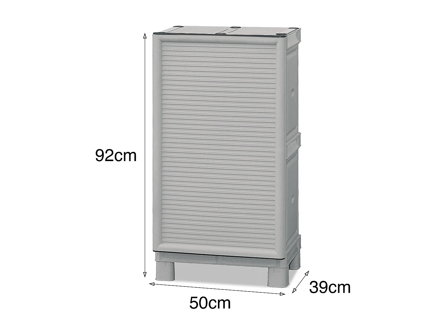 Armoire d'extérieur Waremme, Mobilier d'extérieur, Armoire de balcon polyvalente, Armoire d'extérieur, 100% Made in Italy, Gris clair, 50x39h92 cm