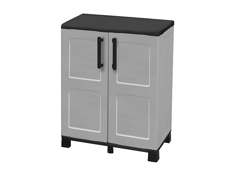 Dbirindell-AuÃŸengarderobe, Mehrzweck-Balkongarderobe, 2-türiger AuÃŸenschrank, 100 % Made in Italy, 68 x 37 x 90 cm, Hellgrau und Schwarz, kariertes Finish