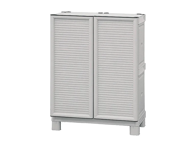 Armario de exterior Dbiondin, Muebles de exterior, Armario de balcón multiusos, Mueble de exterior, 100% Made in Italy, Gris claro, 70x39h92 cm